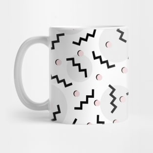 Old School Graphic Memphis Design 80s Pattern Black White Grey Pink Mug